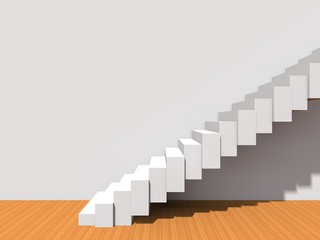 Obraz premium Conceptual stair on wall background building or architecture as metaphor to business success, growth, progress or achievement. 3D illustration of creative steps riseing up to the top as vision design