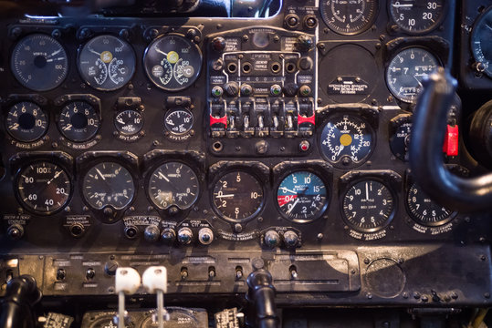 Dashboard of the old Soviet turboprop aircraft AN-24.  The aircraft out of production in 1979.