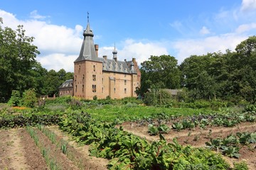 Fototapeta na wymiar Vegetable garden in front of Doorwerth Castle The Netherlands in summer