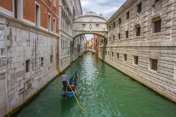 Fototapeta na wymiar Bridge of Sighs famous landmark in Venice, Italy