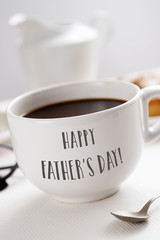 cup of coffee and text happy fathers day