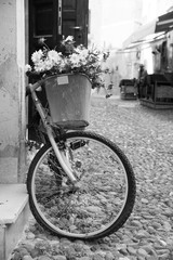 bicycle in the old town of Alghero, in Italy.
