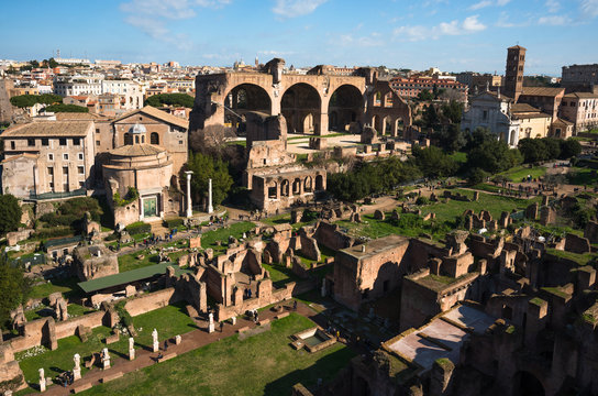 Ancient Rome city skyline from Palatine Hill, Rome, Lazio
