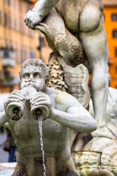 Fontana del Moro fountain located at the southern end of the Piazza Navona in Rome, Lazio