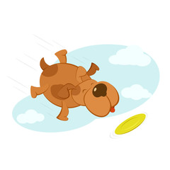 Obraz na płótnie Canvas Happy Dog with a flying saucer