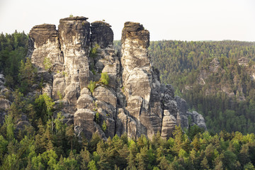 Fototapeta na wymiar Felsformationen im Elbsandsteingebirge, Sächsische Schweiz