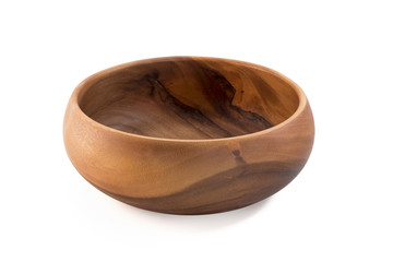 Wooden bowl isolated on white