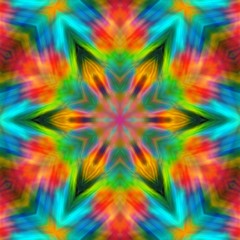 Creative bright mandala. Kaleidoscope abstract wallpaper. Sacred geometry digital painting art. Ethnic fractal artwork. Symmetric stylish graphic design pattern. Print for fabric, textile or paper.
