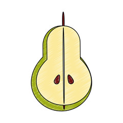 Pear half cut fruit vector illustration graphic design