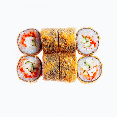 Sushi rolls on a white background. Isolated.