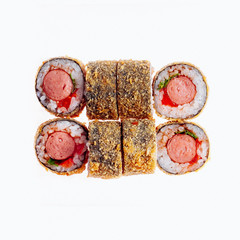 Sushi rolls on a white background. Isolated.