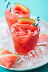 Summer cocktail with watermelon and ice