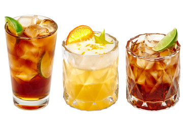 Three different exotic cocktails