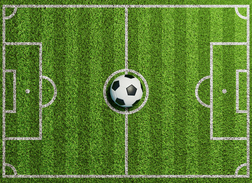 Fußball Spielfeld Hintergrund von oben mit Gras