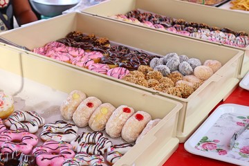Sweet donuts at street food