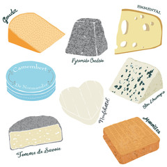 Cheese vector set with french text