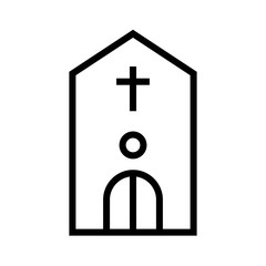 Church building icon lined simple flat style illustration