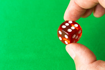 The dice are in the human hand. Game concept. Games of chance