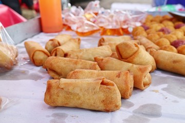 spring rolls at street food