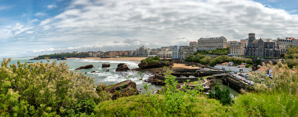 Fototapeta na wymiar View of Biarritz city by the Atlantic ocean, France