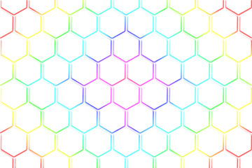 Abstract white honeycomb and hexagonal pattern with rainbow colour