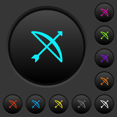 Bow with arrow dark push buttons with color icons