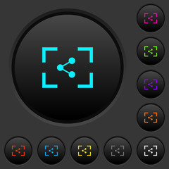 Camera share image dark push buttons with color icons