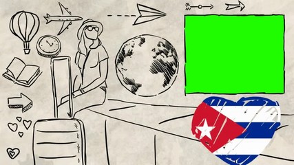 Cuba hand drawn tourism - Powered by Adobe