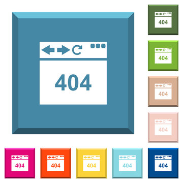Browser 404 page not found white icons on edged square buttons