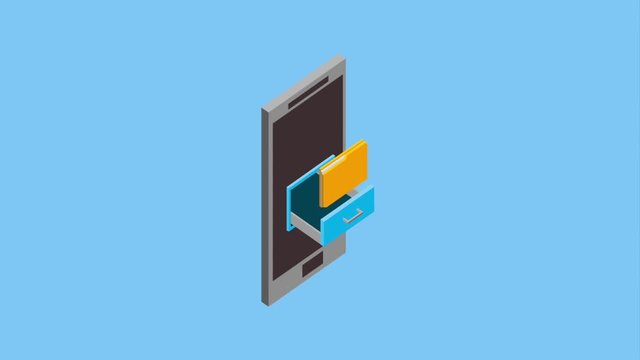 smartphone settings folder photo storage isometric animation hd