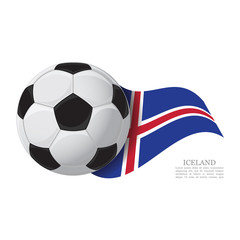 Obraz premium Iceland waving flag with a soccer ball. Football team support concept