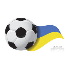 Ukraine waving flag with a soccer ball. Football team support concept