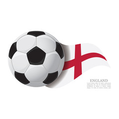 England waving flag with a soccer ball. Football team support concept