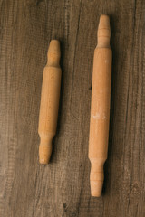 two rolling pins lie on the table
