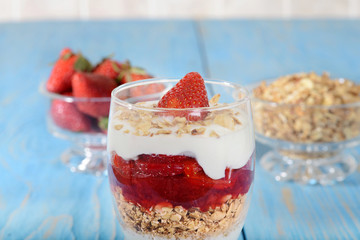 closeup of strawberry parfait
