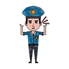 Police officer drawing attention cartoon vector illustration graphic design