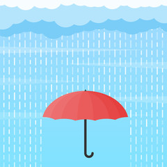 Umbrella under rain. Vector illustration