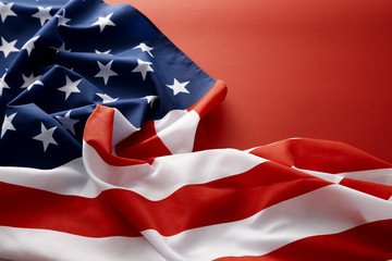 American flag on red background © 1981 Rustic Studio