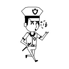 Police officer whistling cartoon vector illustration graphic design