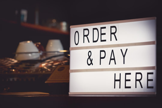 Order & Pay Here Light Box Sign