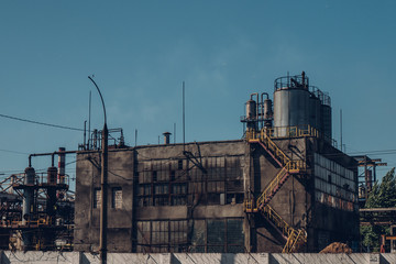 Obraz premium Old Russian industrial factory exterior, industrial building