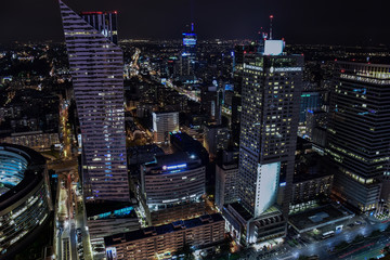 Obraz na płótnie Canvas Panorama Warszawy nocą