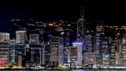 Fototapeta na wymiar Panorama HongKongu nocą