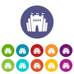 Fortress icons color set vector for any web design on white background