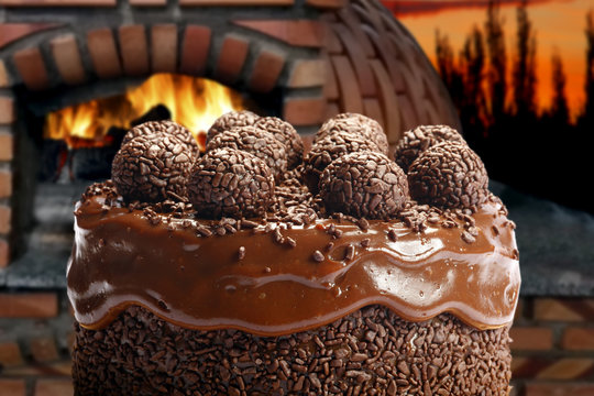 Chocolate cake with bonbon