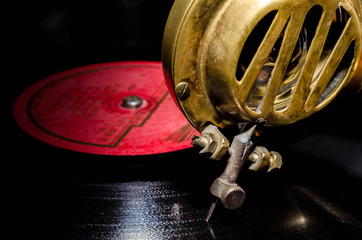 needle and a head of an old antique rarity gramophone made of ye © Sofiia