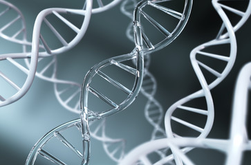 DNA helix for concept of Digital Genetic engineering and gene manipulation, Abstract atom or...