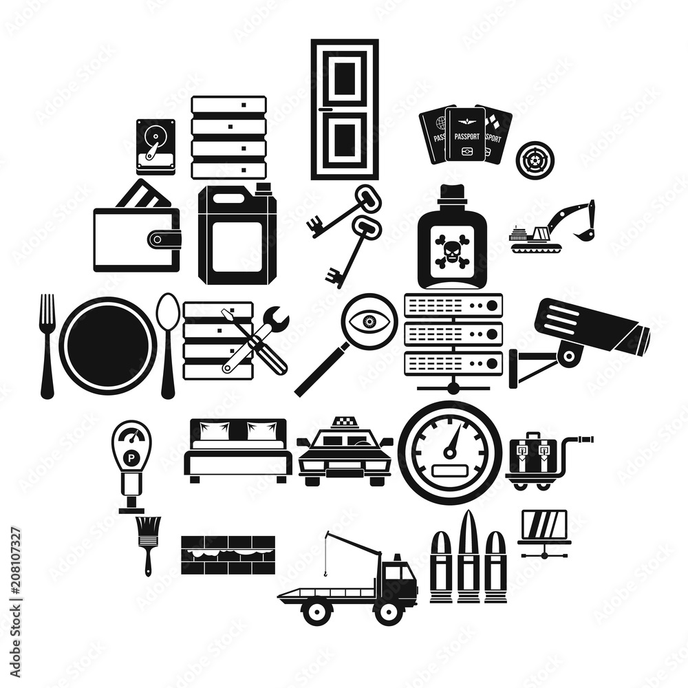 Poster keys icons set. simple set of 25 keys vector icons for web isolated on white background