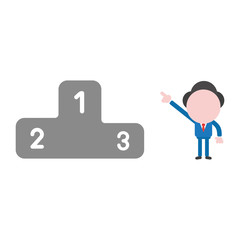 Vector businessman character pointing first place of winners podium