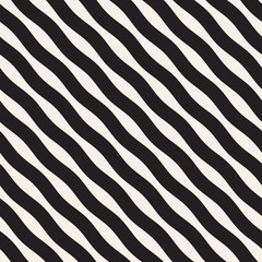 Vector Seamless Black and White Wavy Lines Pattern. Abstract Geometric Background